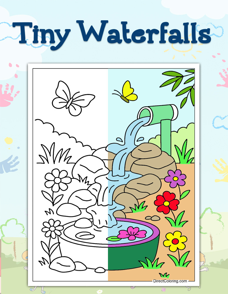 Tiny Waterfalls Coloring Pages